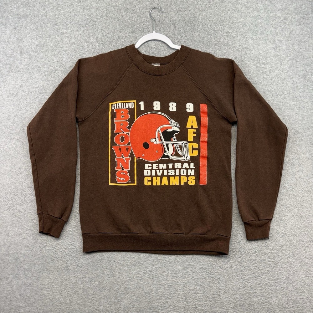 Vintage 1989 Cleveland Browns Crewneck Sweatshirt‎ Adult Men's M NFL Raglan 80s